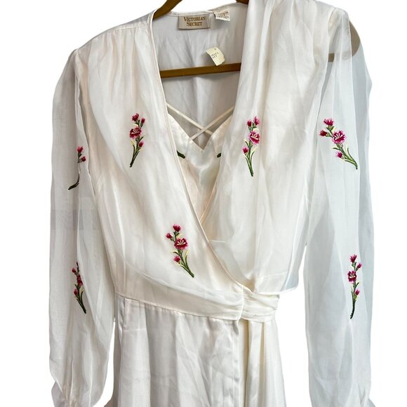 Vintage Victoria's Secret Peignoir 1980s Embroidered Nightgown & Robe Set P/S NW - Picture 1 of 16
